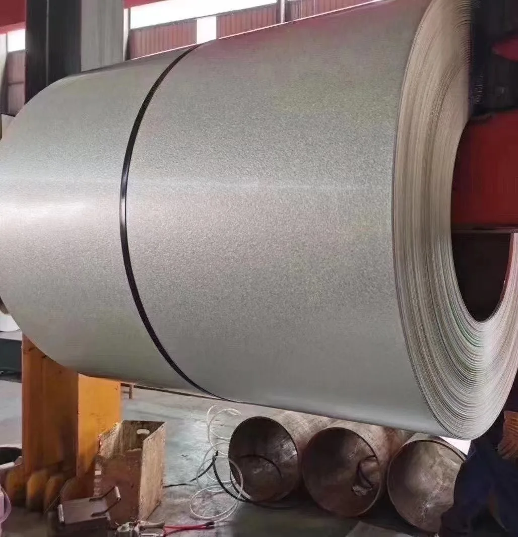 Galvalume steel coil appearance with bright Aluzinc surface for product comparison
