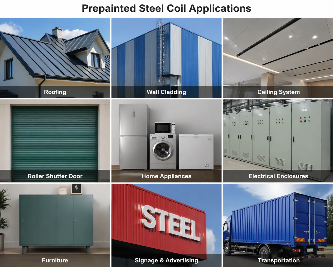 Industrial Cladding application for Wrinkle Textured PPGI Coil - Embossed Matte Color GI