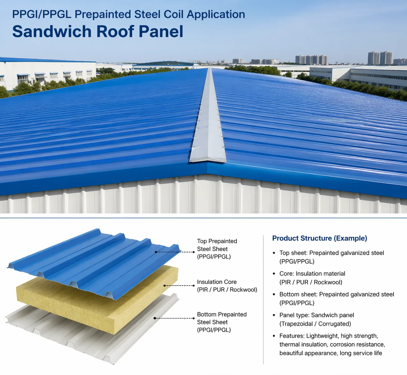 Building Envelope application for Wrinkle Textured PPGI Coil - Embossed Matte Color GI