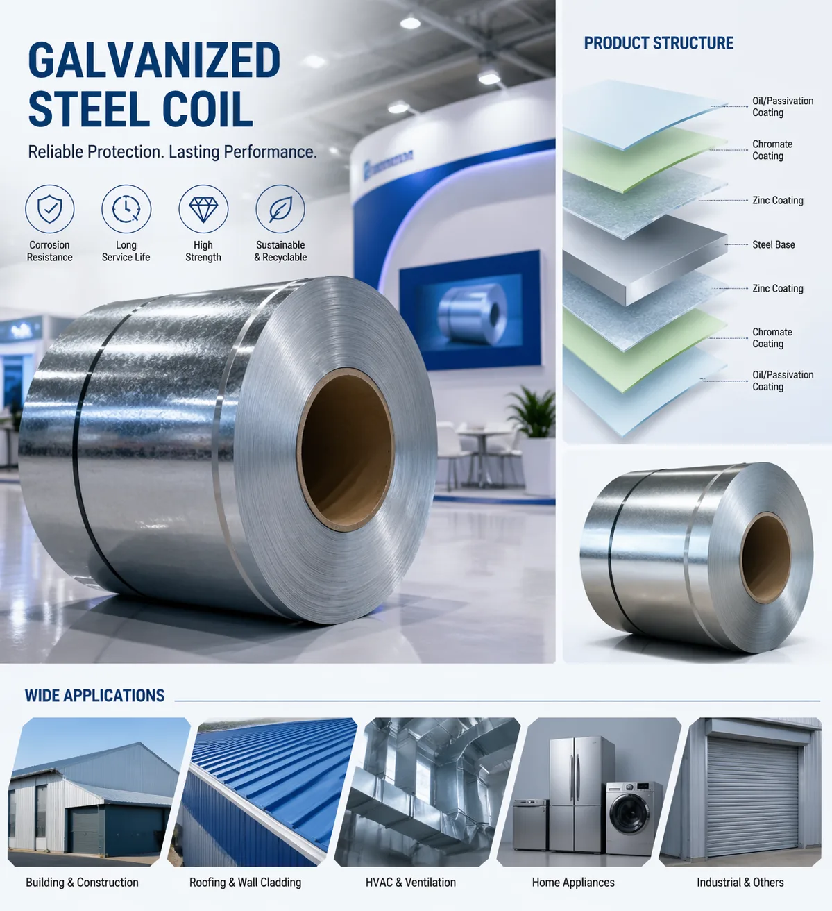 Automotive & Transport application for Galvanized Steel Strip - GI Slit Coil 30-600mm Width
